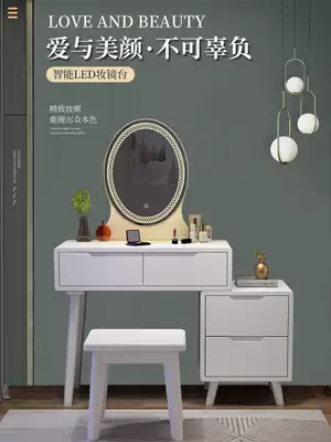 Dressing table Bedroom modern simple full solid wood makeup table White makeup table stool Oak telescopic economic small apartment