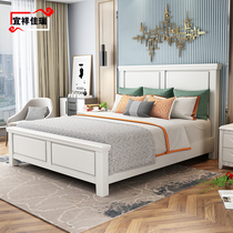 American solid wood bed white 1 8 m double bed modern simple 1 2 m 1 5m storage bed economical master bed