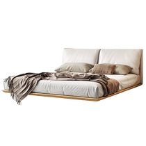 Yiluo suspended bed elephant ear Italian minimalist leather bed master bedroom light luxury modern simple suspended bed soft bed