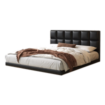 Yiluo chocolate suspended bed Italian minimalist soft-covered leather bed bedroom light luxury modern simple black edge-to-edge bed