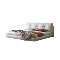 Yiluo Cream Style Leather Bed Puff Bed Minimalist Fairy Bed Suspended Bed Light Luxury Modern Simple Internet Celebrity Soft Bed