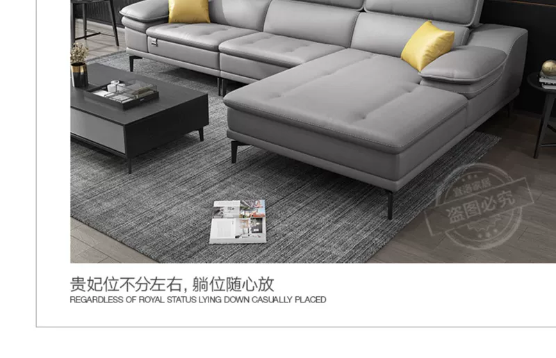 Yiluo ánh sáng sang trọng sofa da kết hợp lớp đầu tiên da bò phòng khách đồ nội thất da nghệ thuật sofa Bắc Âu hiện đại tối giản - Ghế sô pha