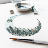 Акварель, мелки, пигментированная кисть, лайнер, Россия, ручная роспись