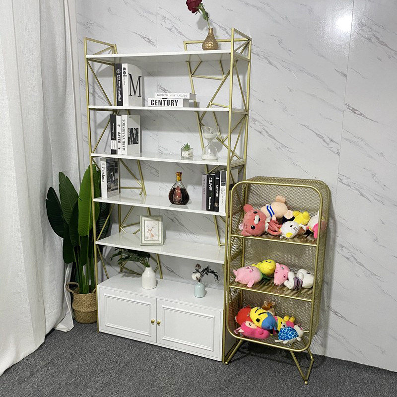 Living room solid wood storage bookcase with door light luxury floor model display integrated wall storage bookshelf net red wind