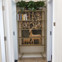 Living Room Bedroom Iron Art Shelf Nordic Light Lavish Metal Leaning Against Wall Side Cabinet Small Book Shelf Floor Online Red Book Room Standout Cabinet