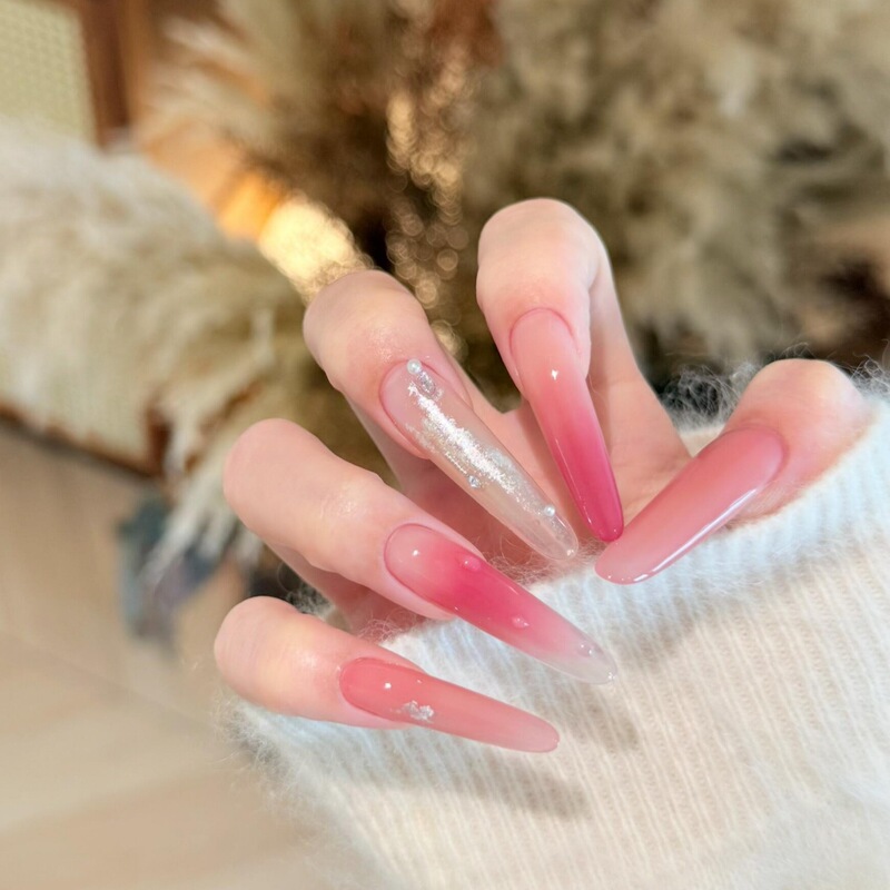 Spring Sweet and Stylish Handmade Wearable Nails, Medium-Length, Elegant, Complexion-Enhancing, High-End Cat-Eye Nail Art, Fake Nail Stickers
