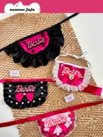 Кукла, слюнявчик, розовый кружевной оригинальный чокер, шарф ручной работы с бантиком, домашний питомец, кот