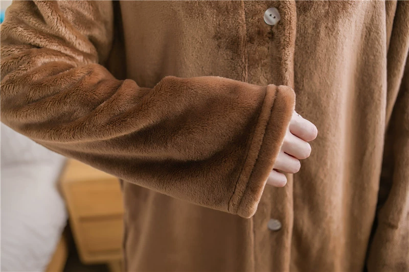 Áo ngủ nữ flannel nữ dễ thương mùa thu và mùa đông cô gái cộng với áo len lông cừu dày dày áo ngủ dài tay áo tắm đồ ngủ nữ quần áo ngắn
