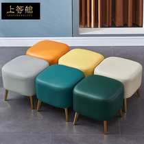 Leather low stool home living room coffee table small stool light luxury shoe stool door square pier fashion shoe stool sofa footrest