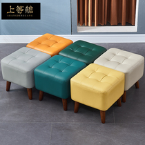 Nordic shoe changing stool ins home door entry leather stool living room low stool sofa stool creative sitting square pier