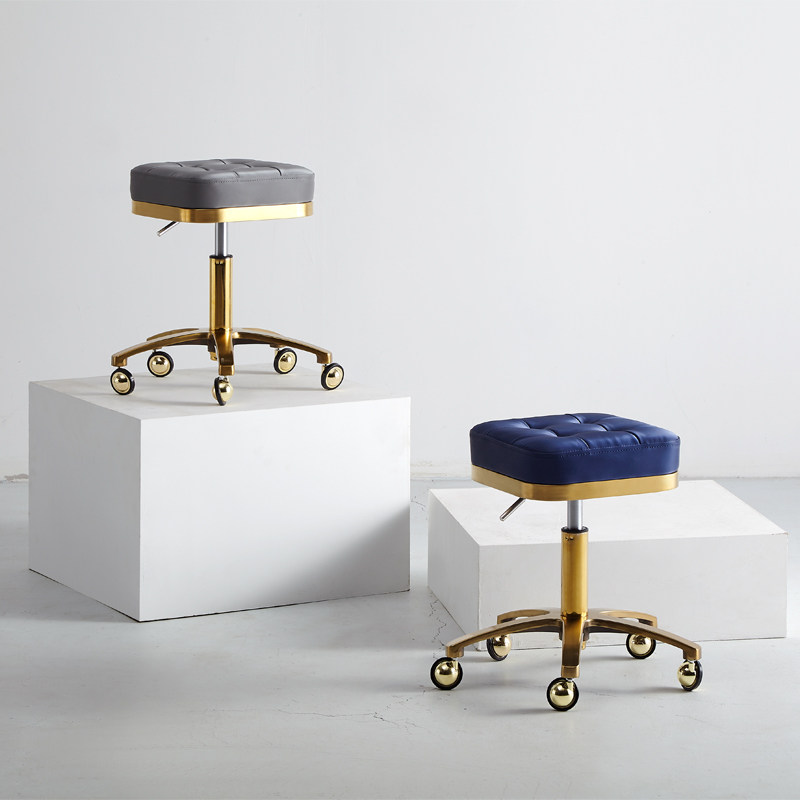 Barber shop stainless steel hair style stool hair hallway master bench explosion-proof earth horseshoe wheel belt lift and landing