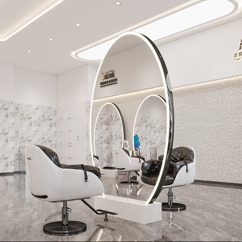 Trendy style hairdressing mirror table hair salon dedicated net red barber shop single and double-sided mirror table with lamp floor-to-ceiling styling hair cutting mirror