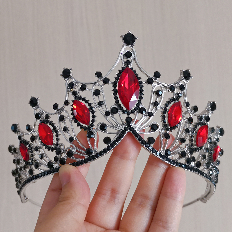 Dark Black Witch Crown Halloween Hair Crown Girls' Catwalk Black Large Crown Photo Studio Photo Props
