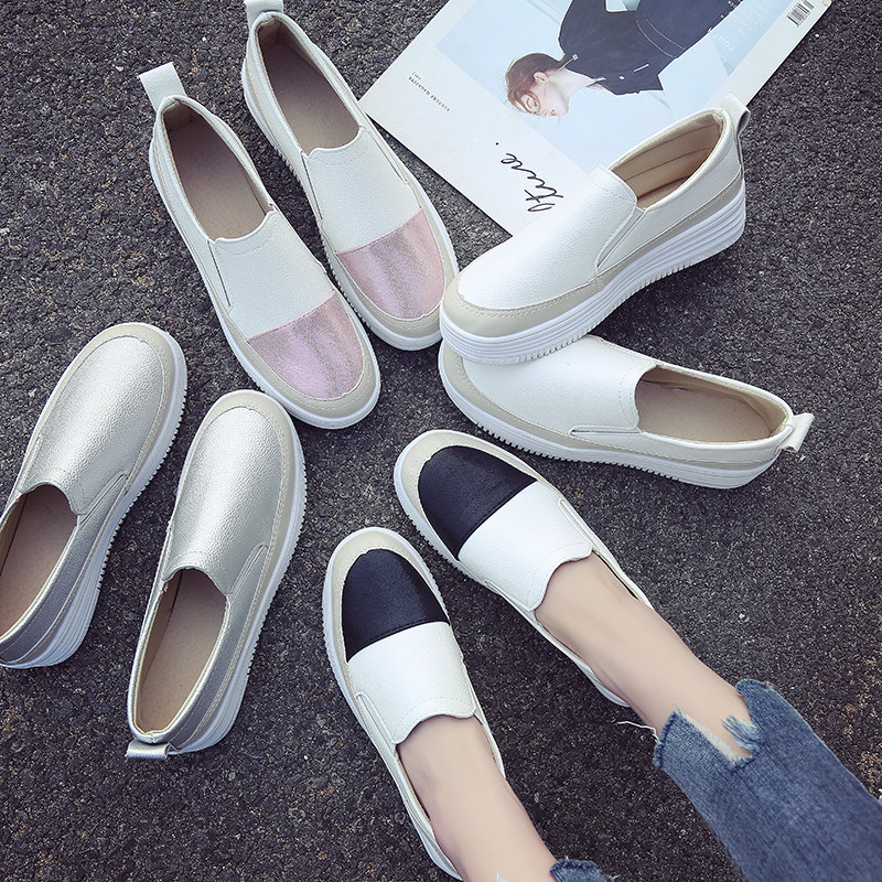 2022 new small white shoes platform shoes women's thick-soled loafers flat-bottomed single shoes casual lazy slip-on women's shoes trend