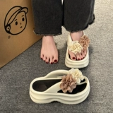 Летние сланцы на платформе, пляжная обувь, слайдеры, тапочки, в цветочек