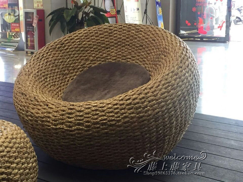 Balcony rattan chair coffee table can rotate bamboo rattan balcony rattan chair coffee table three-piece set single rattan chair leisure chair