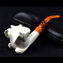 Imported Turkish SMS original block sepiolite Pipe Master signature hand carved bucket flower 3mm