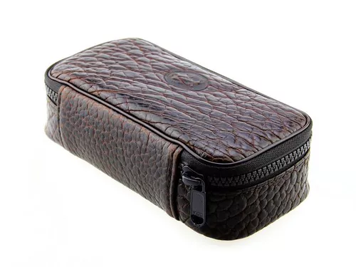 Импортная немецкая сумка для трубки Martin Wess из кожи американского бизона BP9-2 коричневая двойная трубка