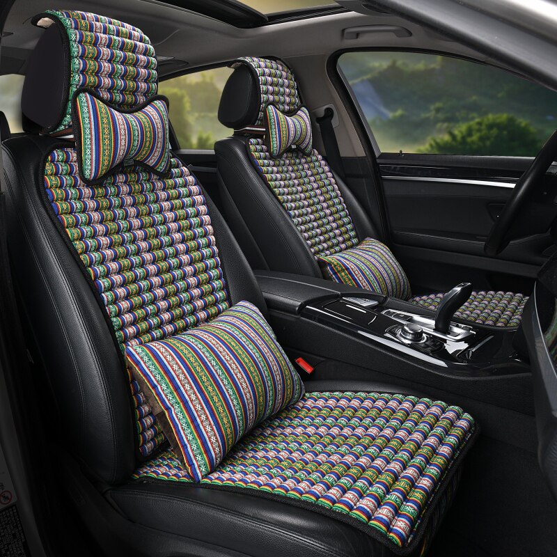 Car Cushions All Season Versatile Cute Little Bruise Waist Car Summer Cool Cushion Net Red Cartoon Linen Ice Silk Breathable