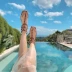 Giày sandal đế bệt nữ mùa hè 2019 đế thấp mới với siêu lửa cổ tích gió ghim giày đi biển đinh tán pin toe - Sandal Sandal