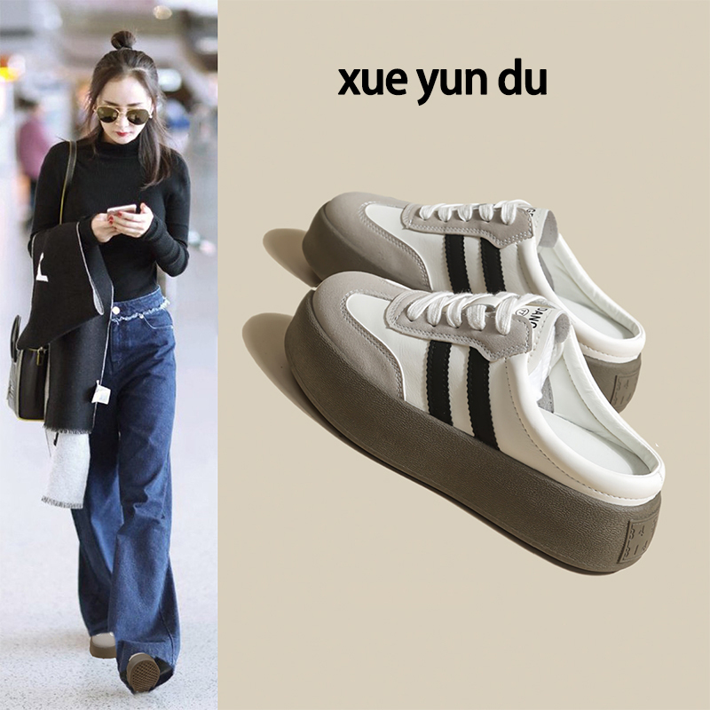 Women's Summer Half-Slippers for Outdoor Wear 2026 New Trendy Thick-Soled Closed-Toe Slip-On Shoes Half-Mules Women's Shoes