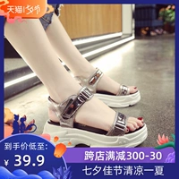 Mùa hè 2019 phiên bản Hàn Quốc mới của chàng sinh viên hoang dã đế dày muffin Roman sandal cổ tích gió đi biển nữ sang trọng - Sandal giày quai hậu nữ