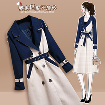 2021 autumn new large size womens windbreaker coat fat sister Korean version of the high-end popular medium-long thin coat