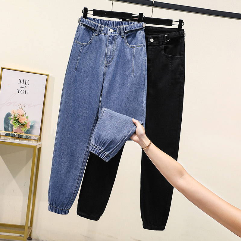 High waist jeans female large size size 2022 new fat sister Conspiculess Shade Loose Casual Old Daddy Bunny Pants Kharen Pants