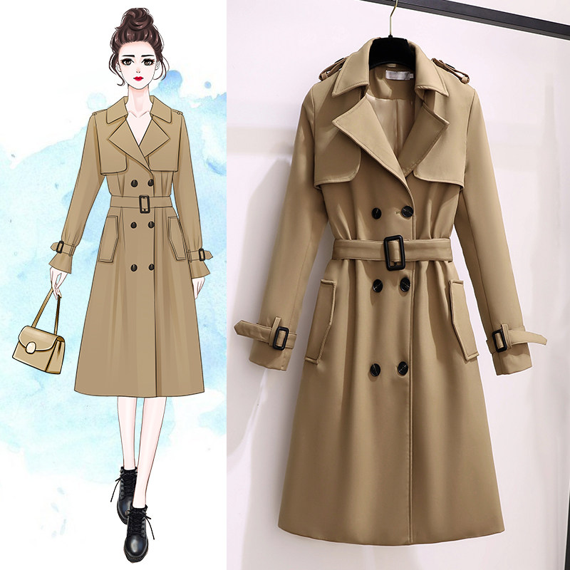 Windbreaker 2021 new spring and autumn large size women's fat sister waist show thin cover meat popular overcoat coat in the long
