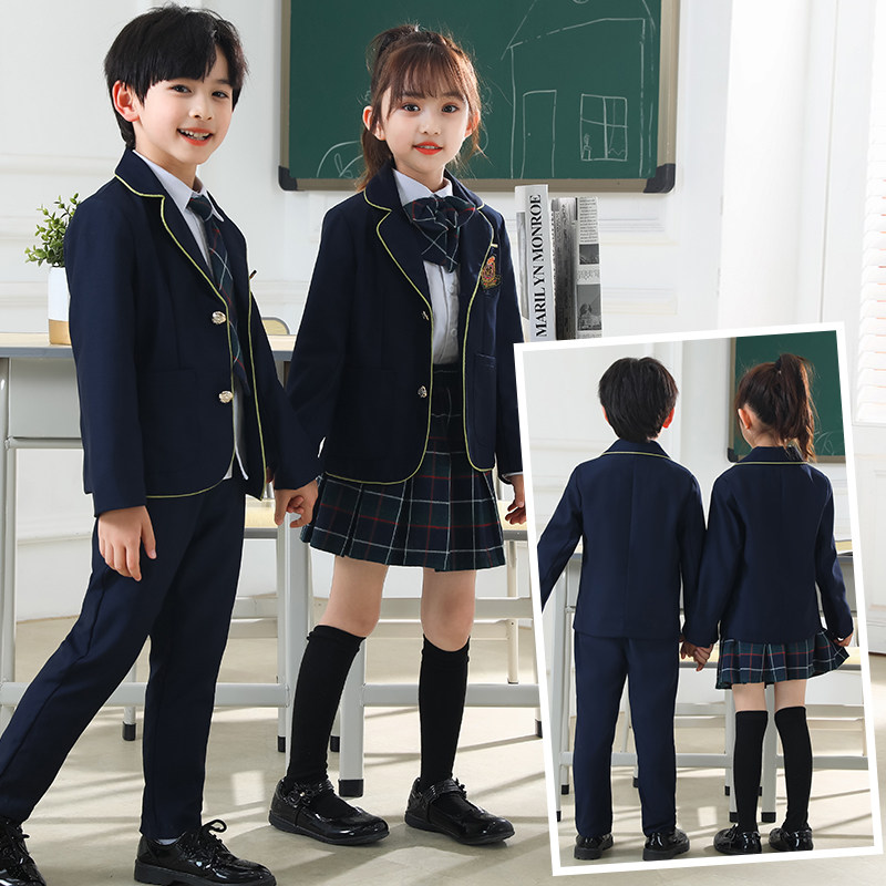 Children's school uniforms primary school children's new class clothes male and female children Three sets Autumn Winter Yinglun College Wind Kindergarten Garden