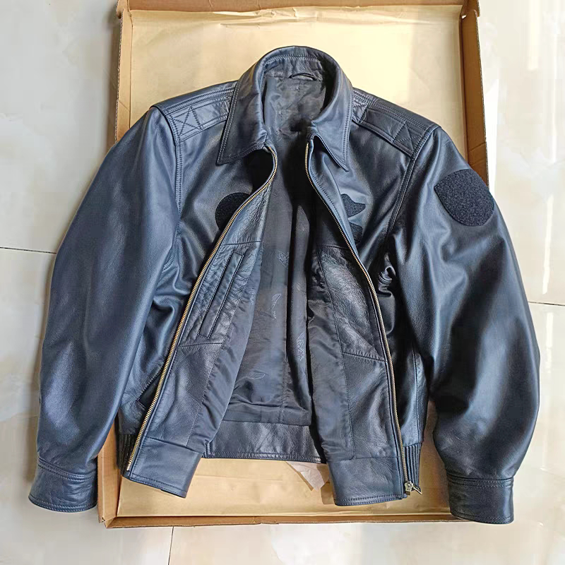Authentic 021 Spring, Autumn and Winter New Pilot Leather Jacket Top Coat Goat Leather Cycling Cold-Proof Leather Clothing