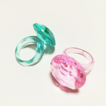 Childrens crystal ring Acrylic color diamond toy Children share gem gift Boy girl proposal play