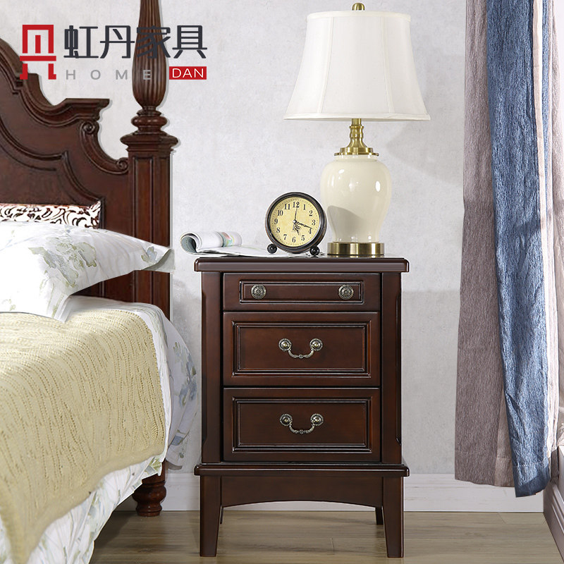 Hongdan American Countryside Bed Head Cabinet Pure Solid Wood Small Family Type Bedroom Mini Bedside Cabinet Brief Johu Peach Color Storage Cabinet