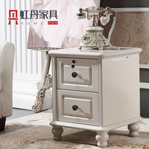 Hongdan full solid wood smart bedside table American country bedroom modern simple mini bedside storage cabinet
