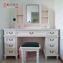 hong dan ultra-wide 1 6 meters vanity mirror lamp American large 13 storage drawers solid wood cosmetic table