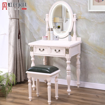 Hongdan peach flower core Wood White dressing table solid wood 1 meter wide bedroom simple modern style American makeup table