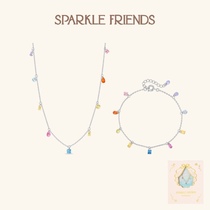 SparkleFriends Dopamine Rainbow Necklace Colorful Collarbone Chain Holiday Wind Matching Chain Method Lamini