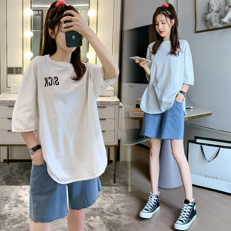 (special price) pregnant woman pants summer thin outside wearing denim shorts fashion boomer outside wearing loose broadlegged pants