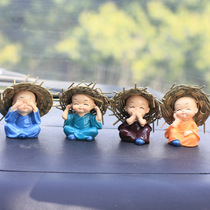 Four no straw hat monk cartoon car ornaments car decoration resin doll crafts