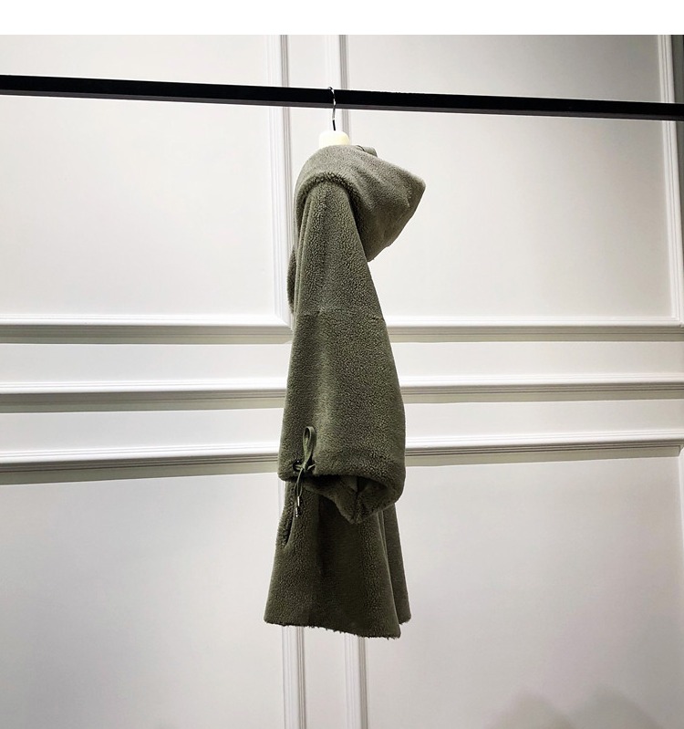 2018 new Haining pellet lamb fur coat rắn màu trùm đầu một cừu sheared áo khoác nữ chống mùa dạ lông cừu