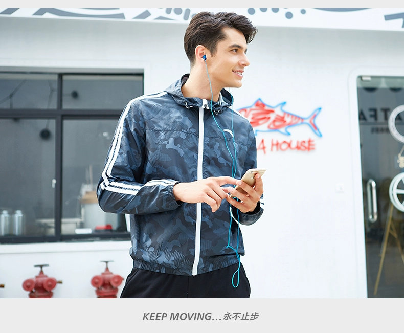 Anta jacket nam 2019 xuân mới dệt đơn áo khoác thể thao thời trang giản dị áo khoác trùm đầu nam - Áo khoác thể thao / áo khoác