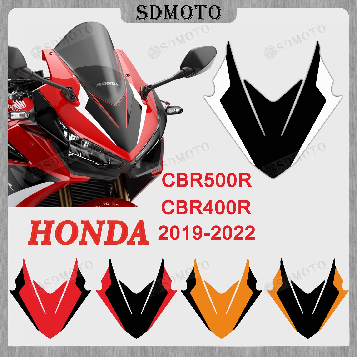 เหมาะสำหรับ Honda รุ่น 19-22 Cbr500R Cbr400R สติกเกอร์พิมพ์ลายกันน้ำสำหรับแฟริ่งหน้า
