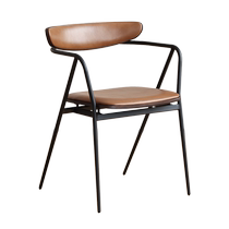 Nordic design expression retro industrial style TOPU imported genuine leather soft-wrapped iron armrest dining chair) Shuzhi