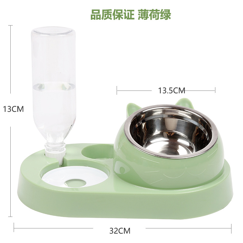 GreenPets drinking water Feeding bowl Cat bowl Kitty Dog Dinner bowl protect cervical vertebra cat Double bowl Water bowl Feeding basin articles