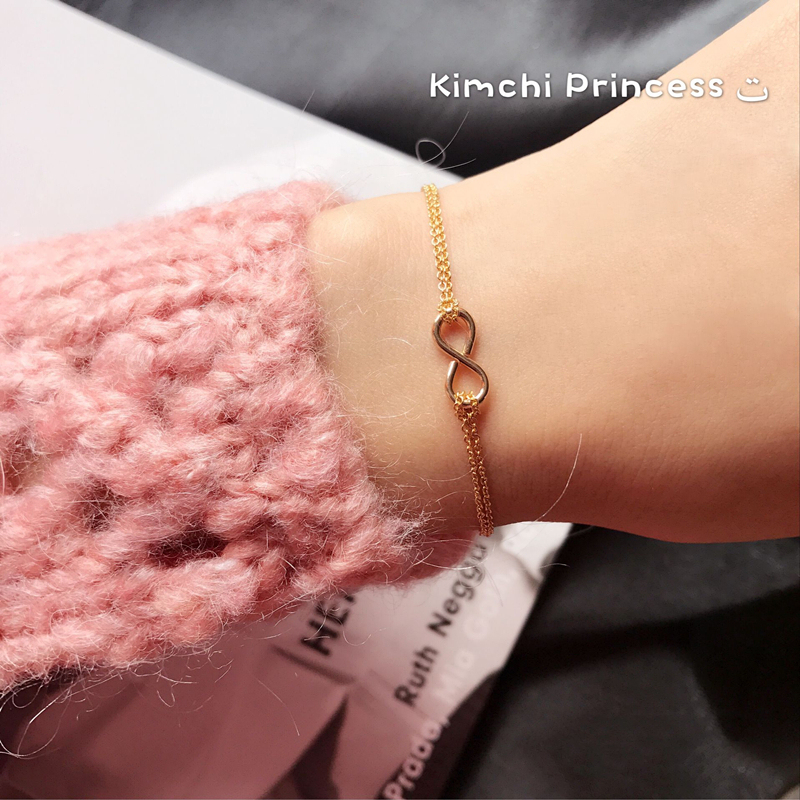 Girly Double-Layer Infinite Love Bracelet 925 Sterling Silver 18K Gold Necklace Clavicle Chain Light Luxury Jewelry Original Design