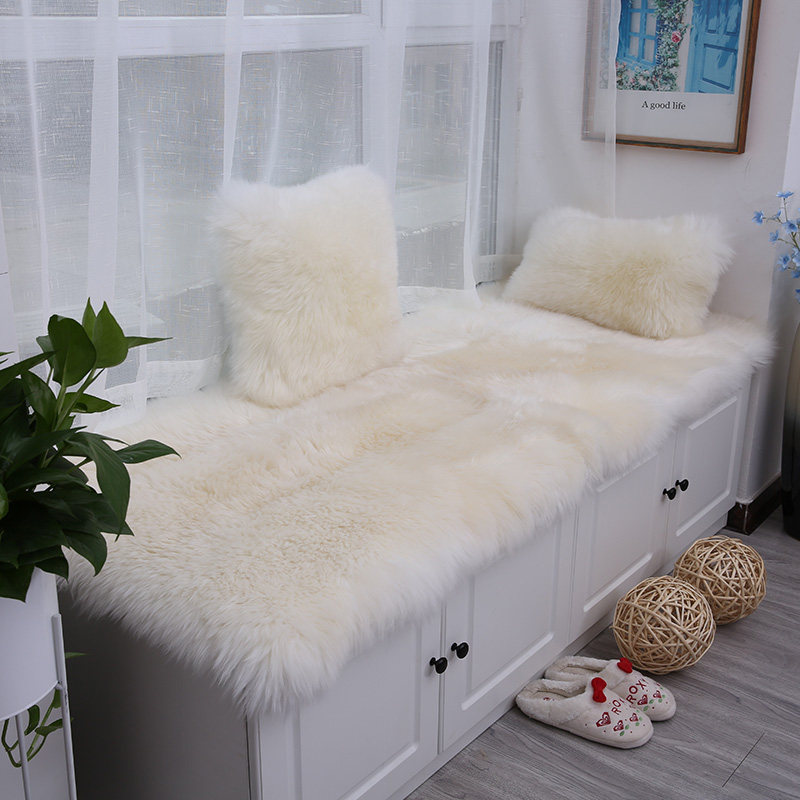 Pure wool bay window mat thick plush window sill mat wool blanket fur one balcony mat bedroom carpet sheepskin