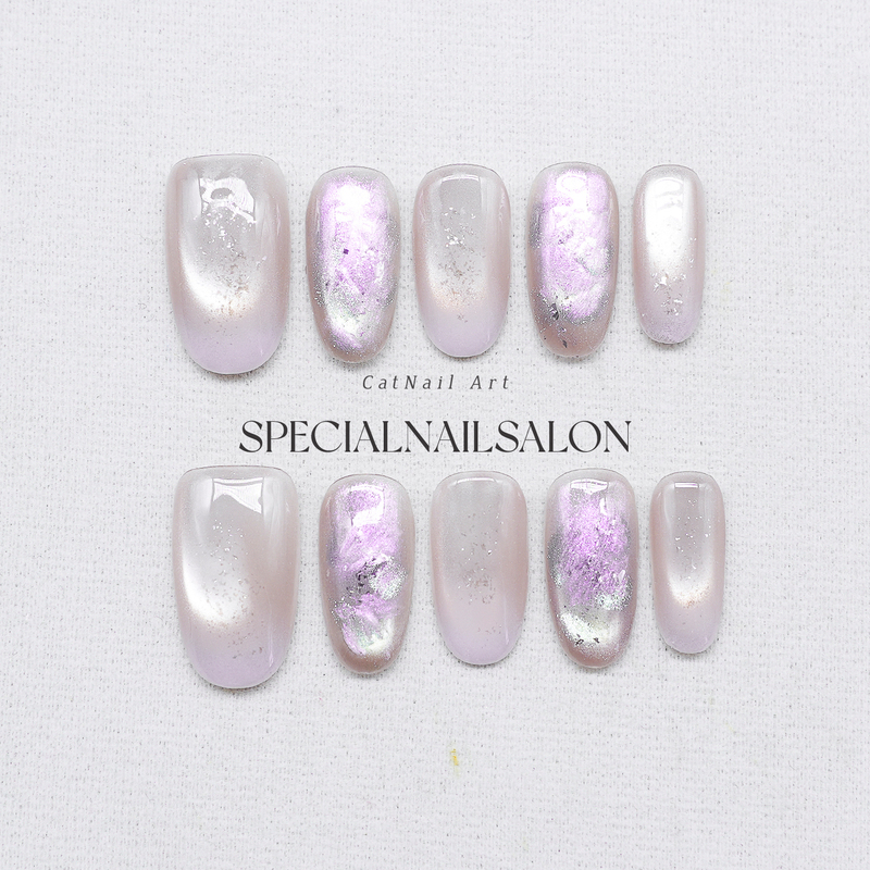 【Aurora Acetate】Handmade Wearable Nails with Fine Glitter Acetate Cat Eye Manicure, High-End Mid-Length Nail Stickers 【Aurora Acetate】Handmade Wearable Nails with Fine Glitter Acetate Cat Eye Manicure, High-End Mid-Length Nail Stickers