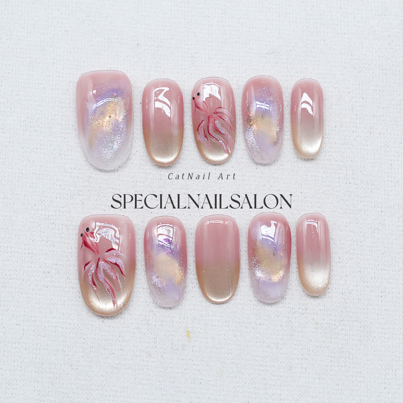 【Acetate Koi】Handmade Wearable Nails 2026 Autumn/Winter New High-Quality Gradient Cat Eye Nail Art Nail Tips 【Acetate Koi】Handmade Wearable Nails 2026 Autumn/Winter New High-Quality Gradient Cat Eye Nail Art Nail Tips