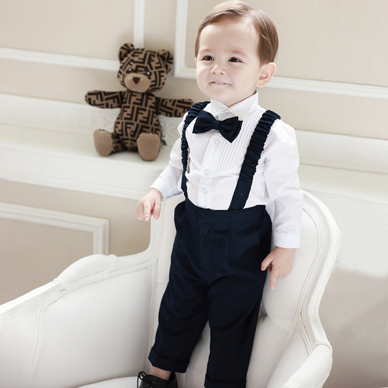 Children's suit suit boy's first birthday dress male baby suit flower girl baby host Qiu Yinglun