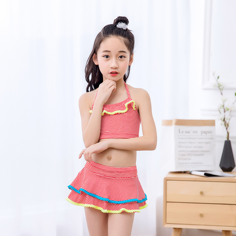 Đồ bơi cho trẻ em Nữ Tách sọc Trung và Trẻ nhỏ Cô gái dễ thương Đồ bơi cho bé gái nóng bỏng - Bộ đồ bơi của Kid bộ đồ bơi nàng tiên cá